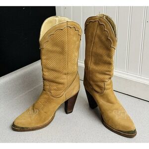 Vintage - Zodiac Women's Beige Cowboy Boots - Size 6.5 M
